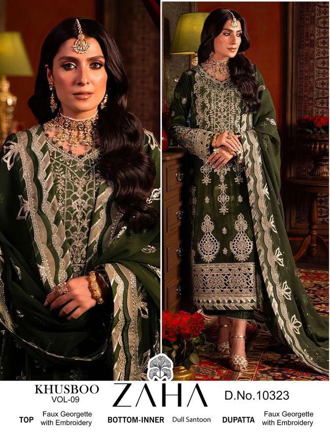 Khusboo Vol 9 By Zaha Georgette Pakistani Suits Wholesale Market In Surat
